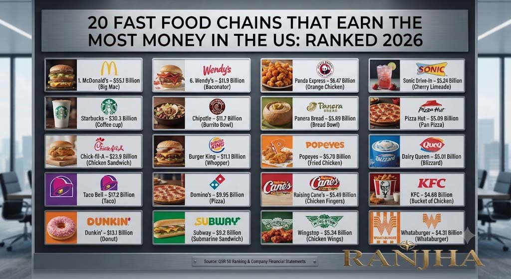 20 Fast Food Chains That Earn the Most Money in the US: Ranked 2026 Food